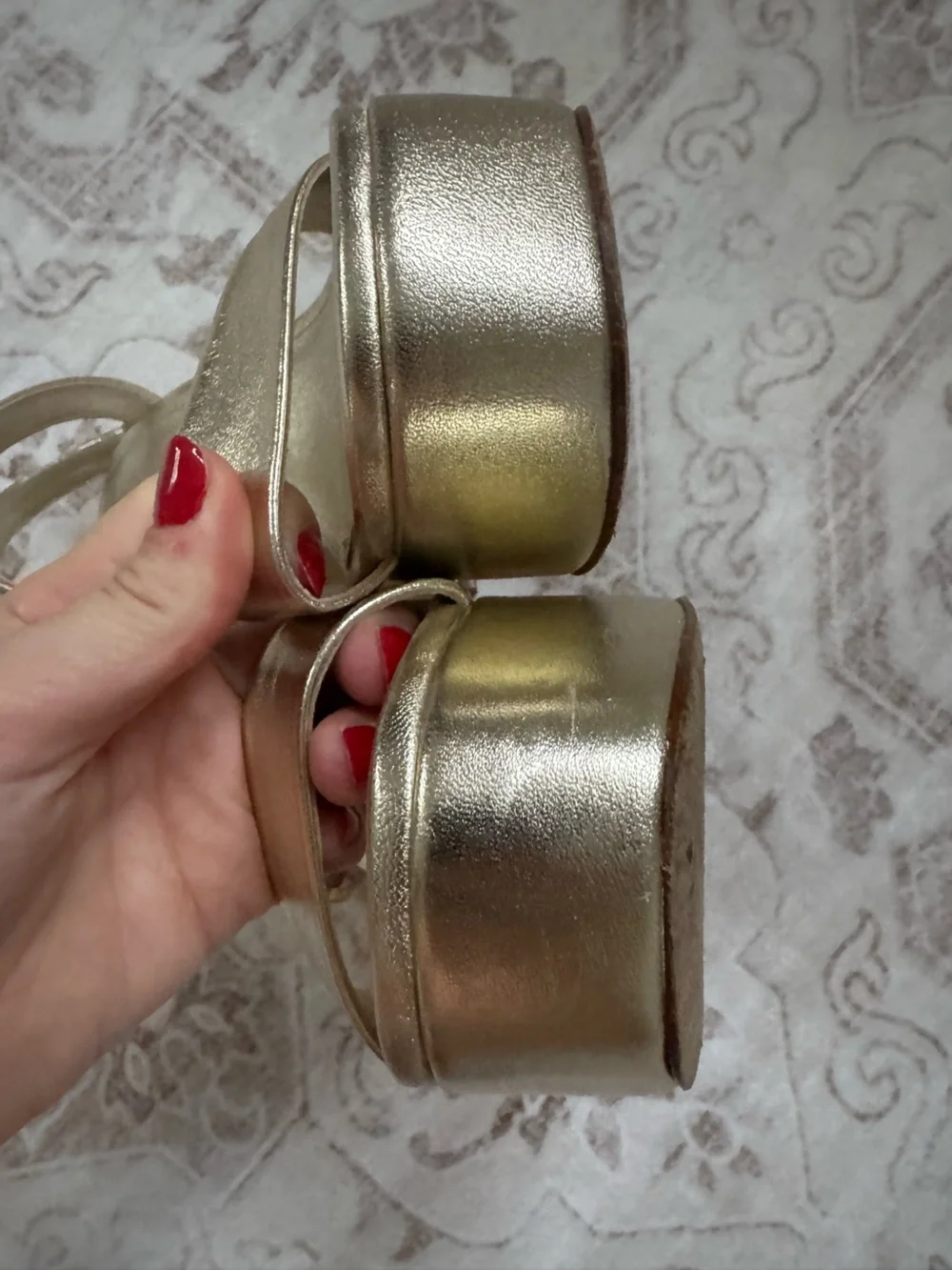 Larroude Dolly gold metallic platform heels size 8